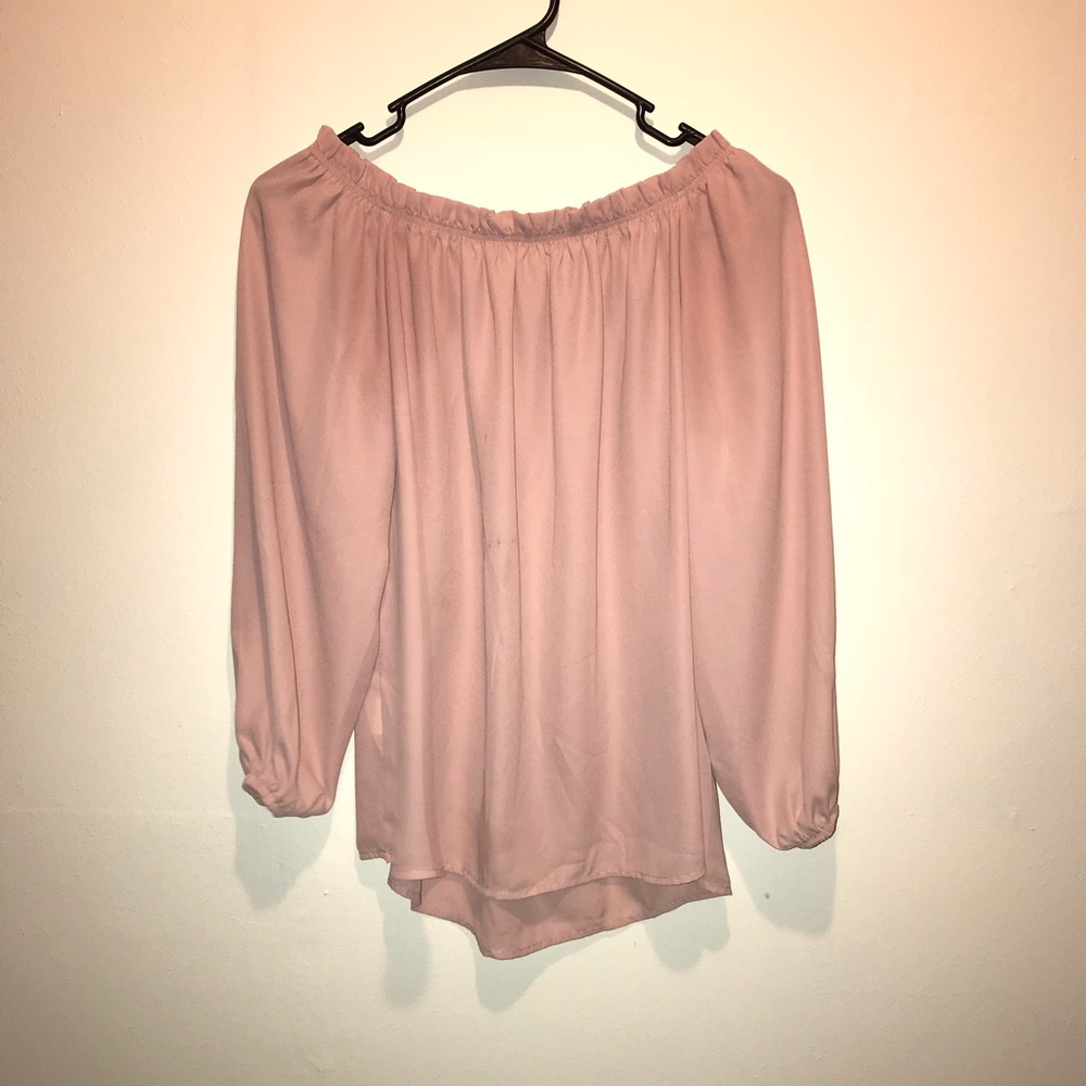 Mauve off the shoulder long sleeve blouse